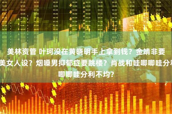 美林资管 叶珂没在黄晓明手上拿到钱？金靖非要营销大美女人设？烟嗓男抑郁症要跳楼？肖战和哇唧唧哇分利不均？